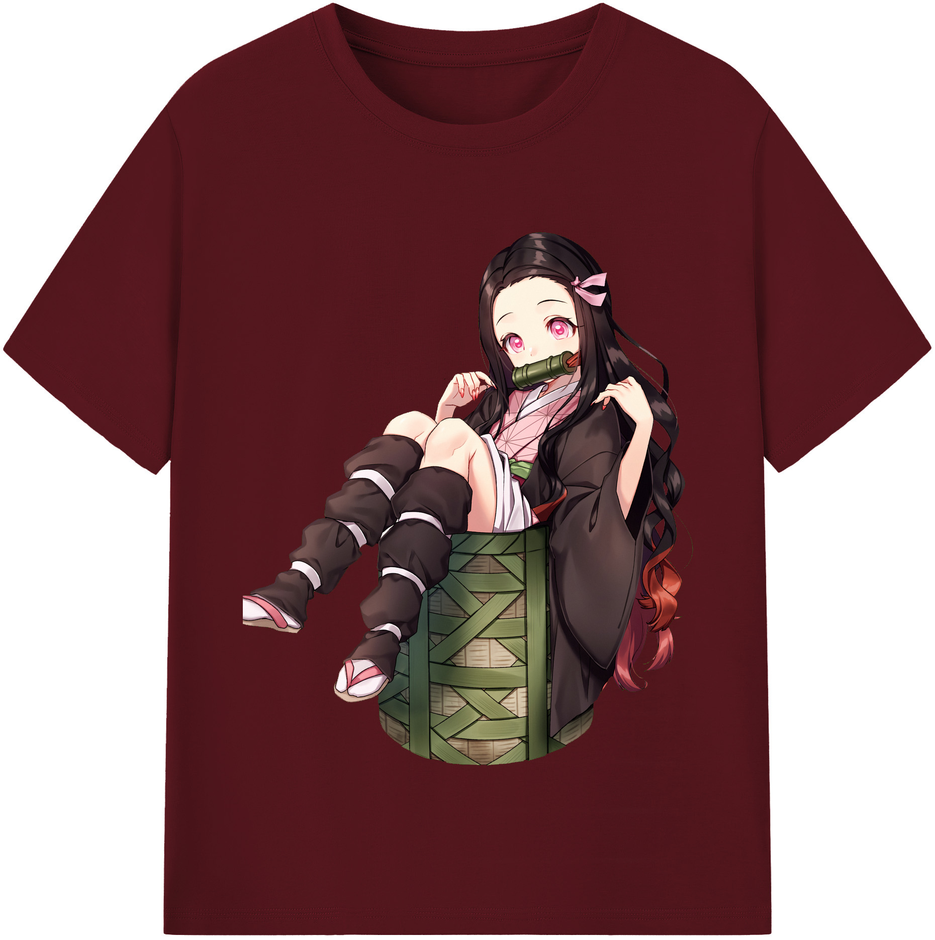 （画像用） 鬼滅の刃（きめつのやいば）竈門 禰󠄀豆子／かまど ねずこ Kamado Nezuko 綿100％半袖Tシャツ（フロントプリント）